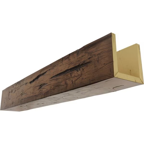 3-Sided (U-beam) Hand Hewn Endurathane Faux Wood Ceiling Beam, Premium Aged, 6